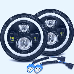 Amazon.com: MGLLIGHT 7 Inch LED Headlights Round Halo Angel Eyes DRL Amber  Turn Signal Lights H6024 LED Headlights Replace High/Low Sealed Beam  Compatible with Wrangler JK TJ LJ CJ with H4 H13